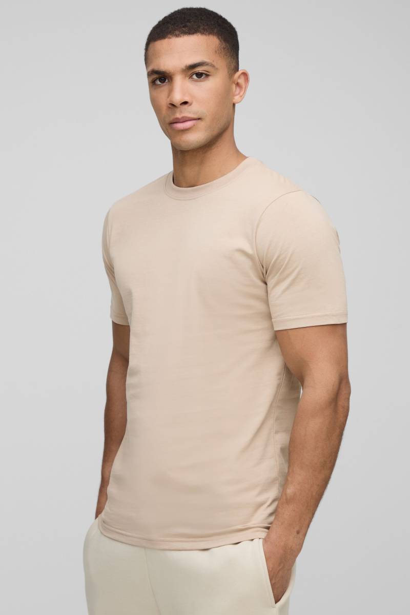 Slim-Fit Basic T-Shirt - Mocha - M, Mocha von boohoo