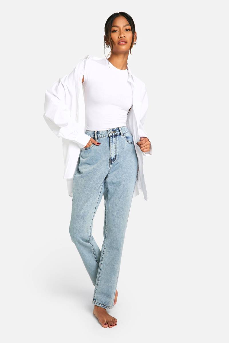 Slim-Fit Basics Jeans Mit Hohem Bund - Light Blue - 8/32L, Light Blue Slim-Fit Basics Jeans Mit Hohem Bund - Light Blue - 8/32L, Light Blue von boohoo
