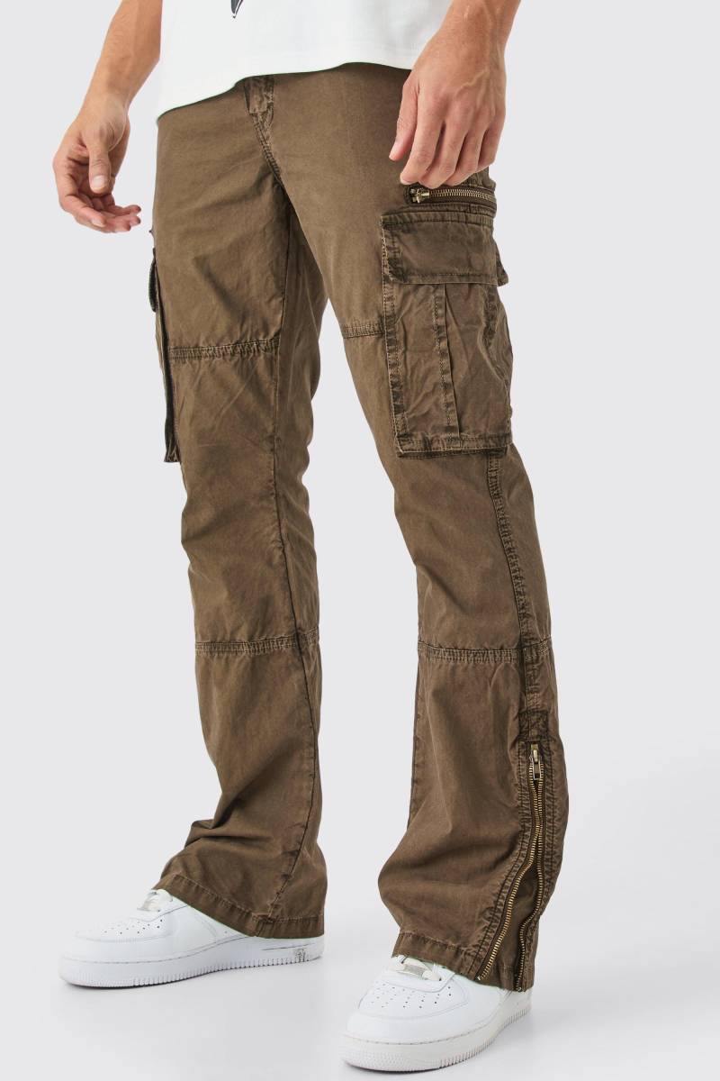 Slim-Fit Cargo-Hose Mit Acid-Waschung Und Reißverschluss - Chocolate - 36, Chocolate Slim-Fit Cargo-Hose Mit Acid-Waschung Und Reißverschluss - Chocolate - 36, Chocolate von boohoo
