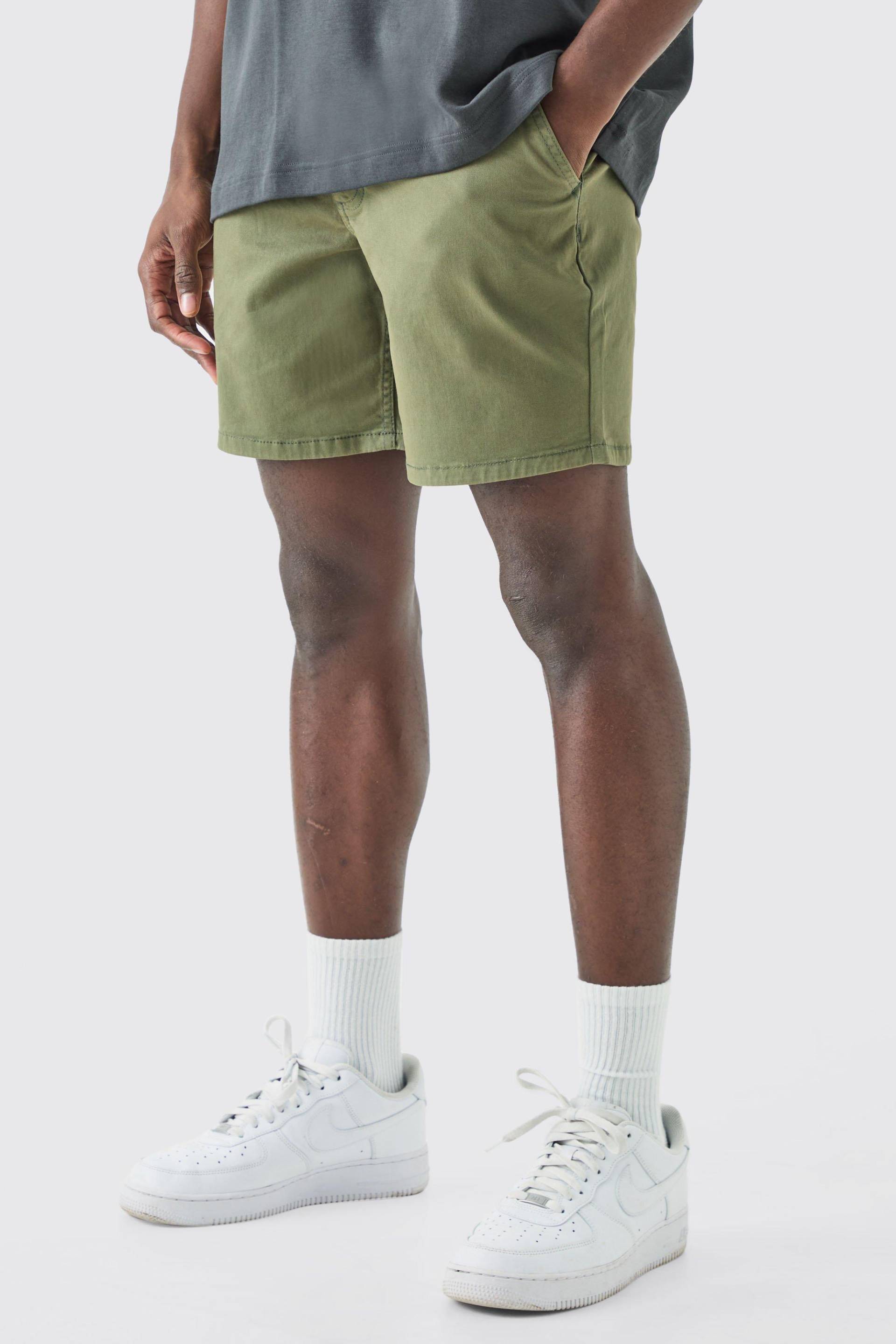 Slim-Fit Chino-Shorts - Khaki - S, Khaki von boohoo