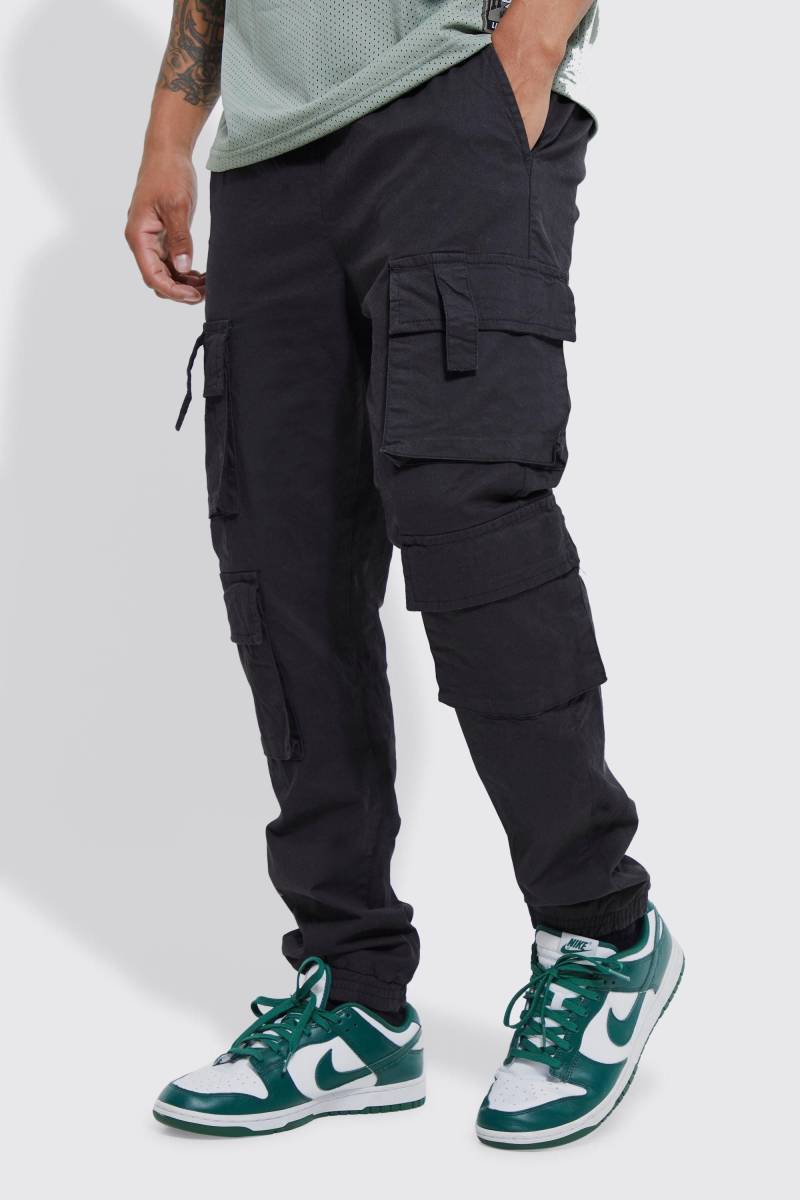 Slim-Fit Jogginghose Mit Cargo-Taschen Und Elastischem Bund - Black - Xs, Black Slim-Fit Jogginghose Mit Cargo-Taschen Und Elastischem Bund - Black - Xs, Black von boohoo