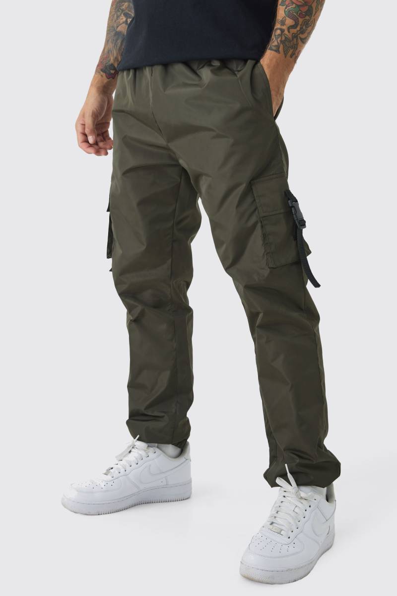 Slim-Fit Man Cargo-Jogginghose Mit Elastischem Bund - Khaki - Xl, Khaki von boohoo