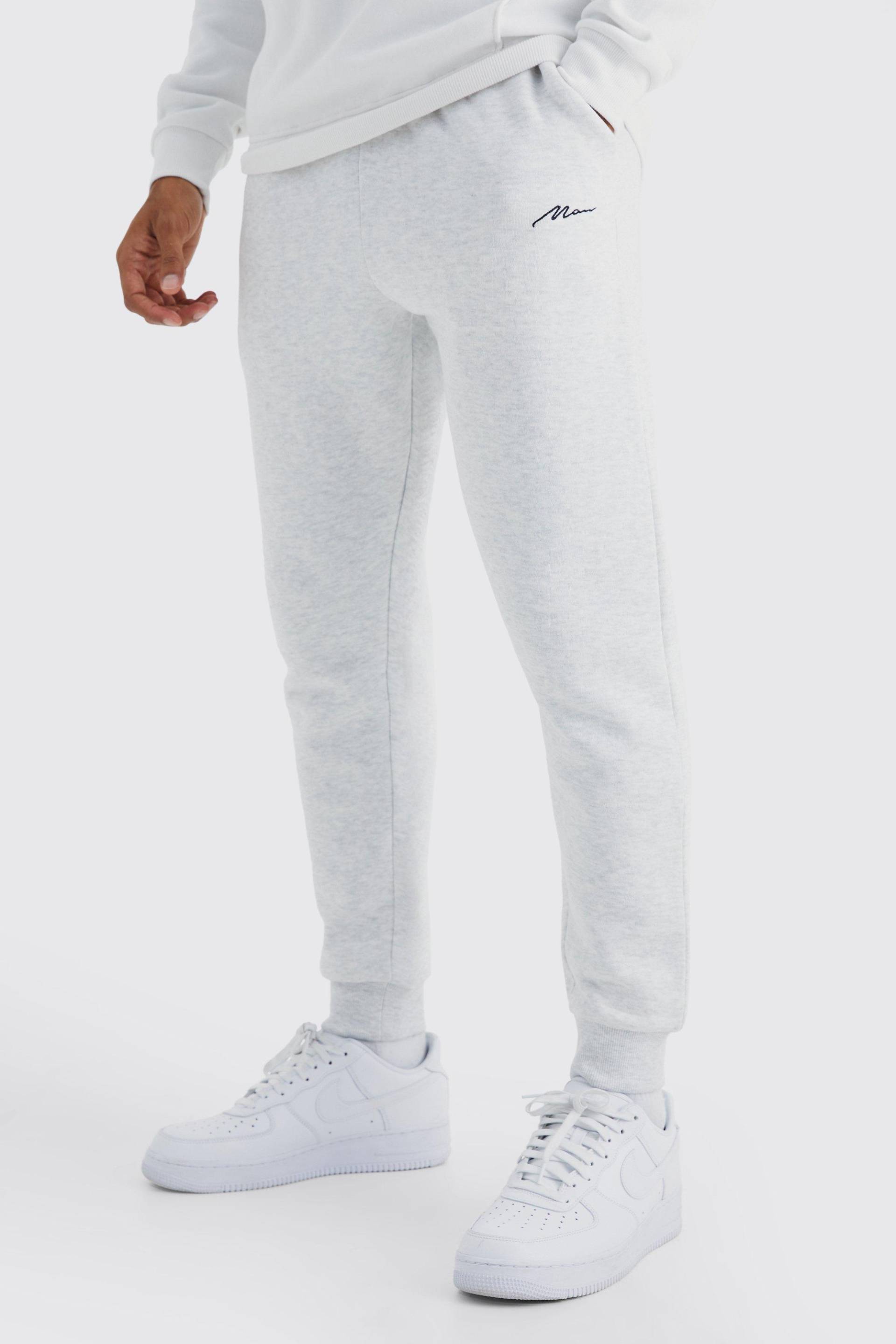 Slim-Fit Man Signature Jogginghose - Grey Marl - S, Grey Marl von boohoo