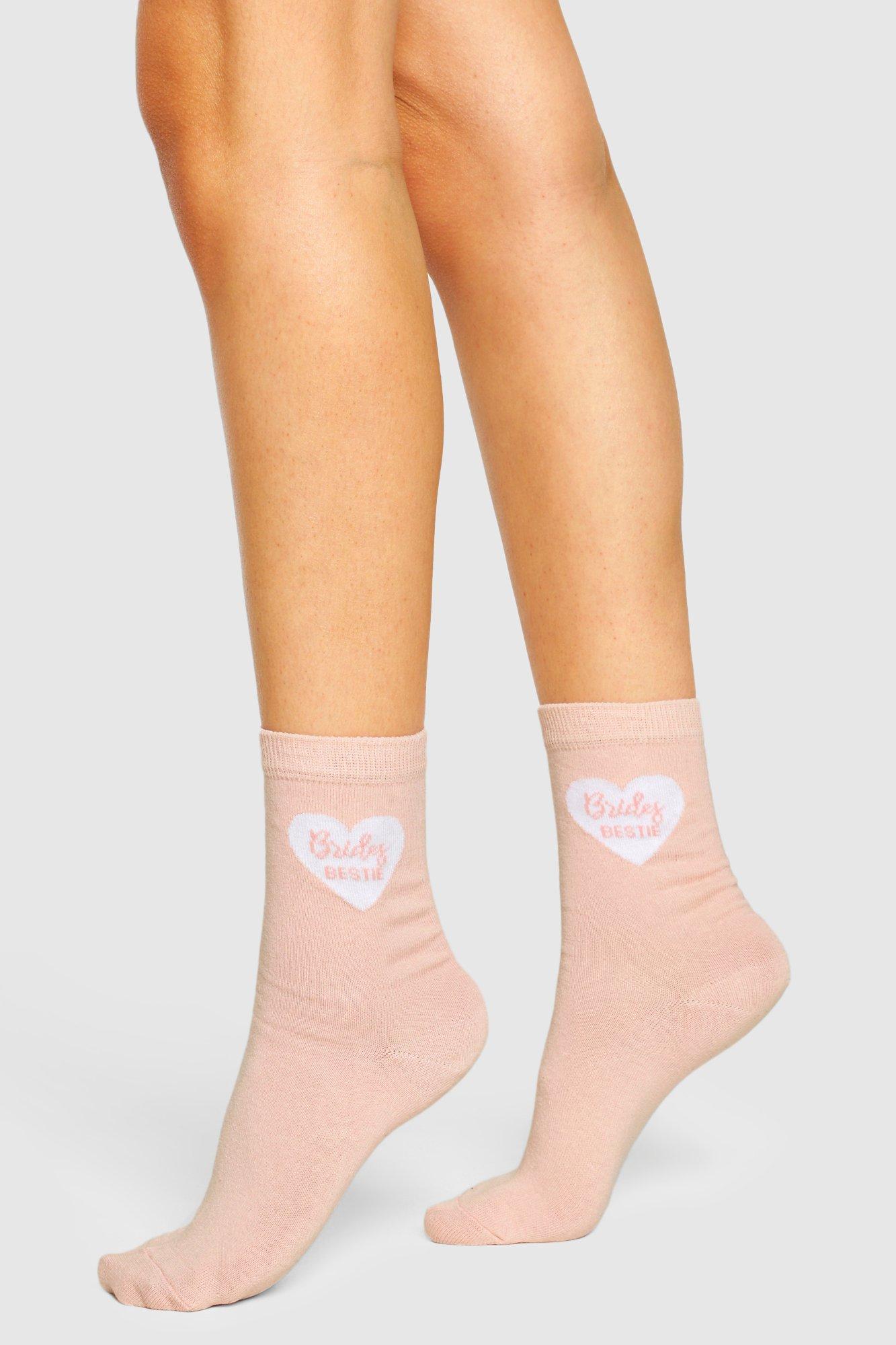 Socken Mit Brides Bestie Slogan - Rosa - One Size, Rosa von boohoo