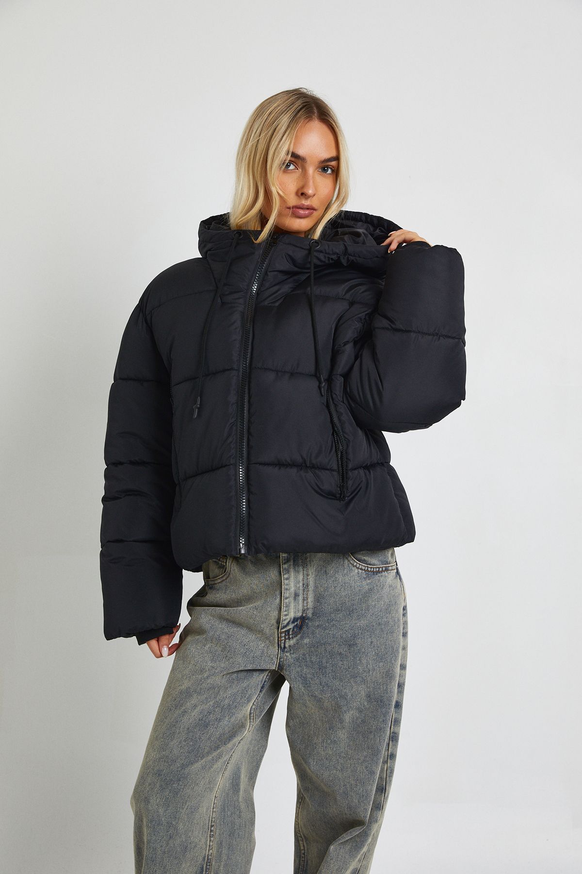 Steppjacke Mit Kapuze - Black - 42, Black von boohoo