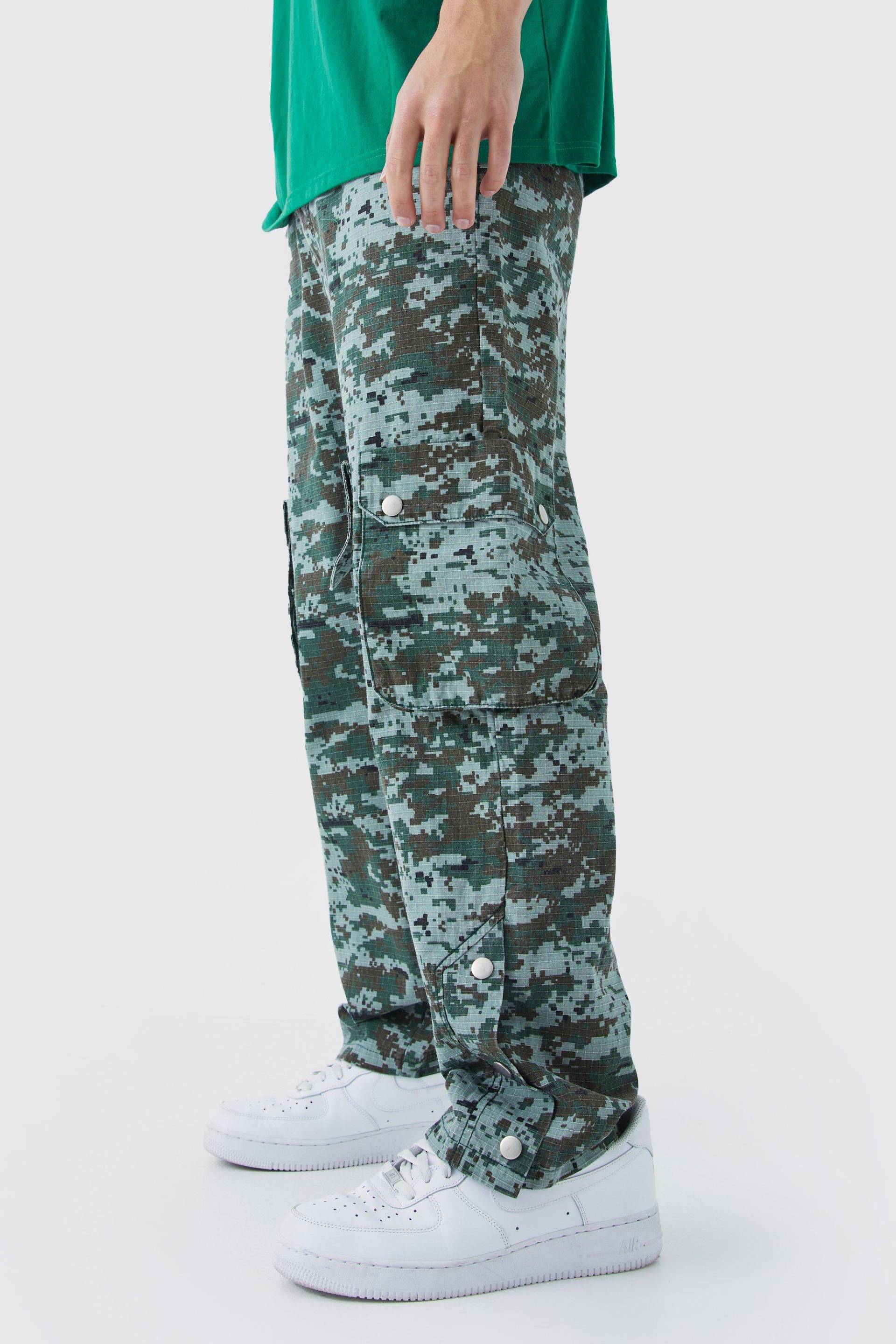 3D Camouflage Cargo-Hose Mit Geradem Bein - Khaki - 30, Khaki von boohoo