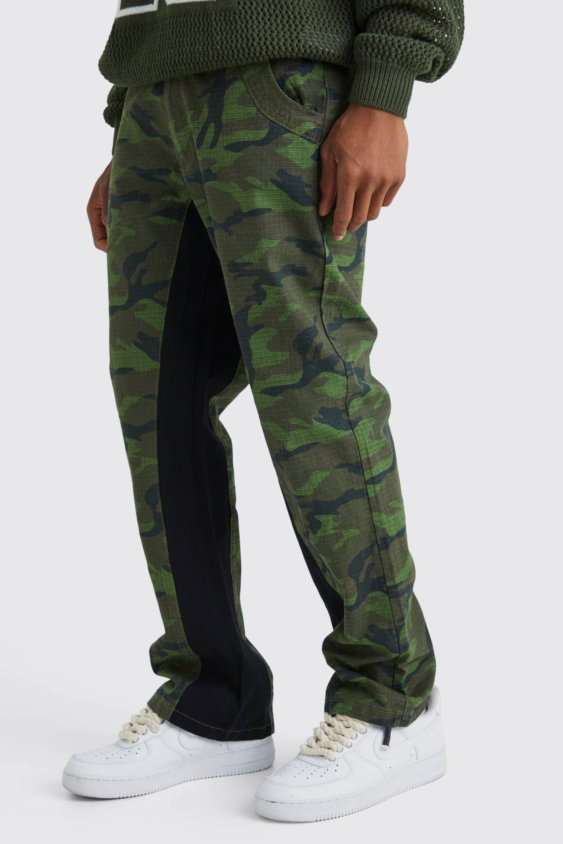 Colorblock Camouflage Hose Mit Geradem Bein - Khaki - 30, Khaki von boohoo