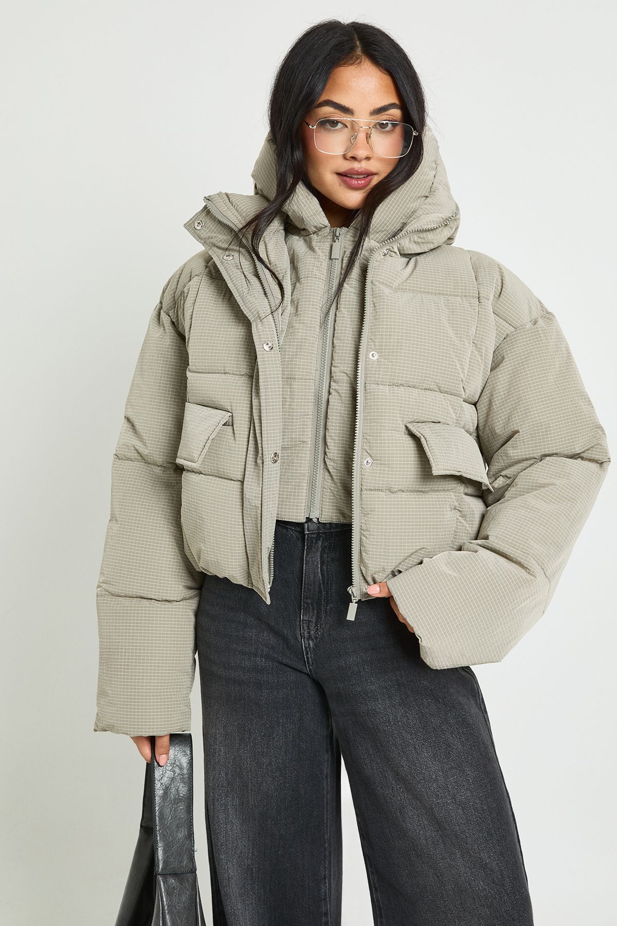 Strukturierte Steppjacke Mit Kapuze - Sage - 38, Sage von boohoo