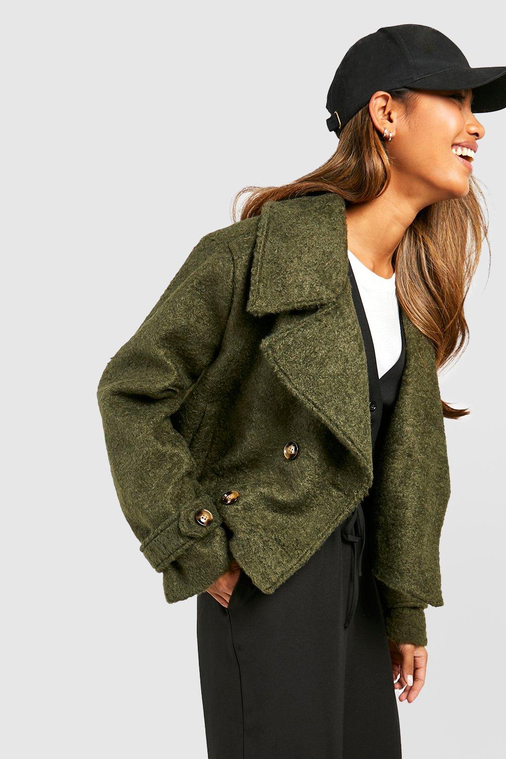 Strukturierter Kurzer Trenchcoat - Khaki - 40, Khaki von boohoo