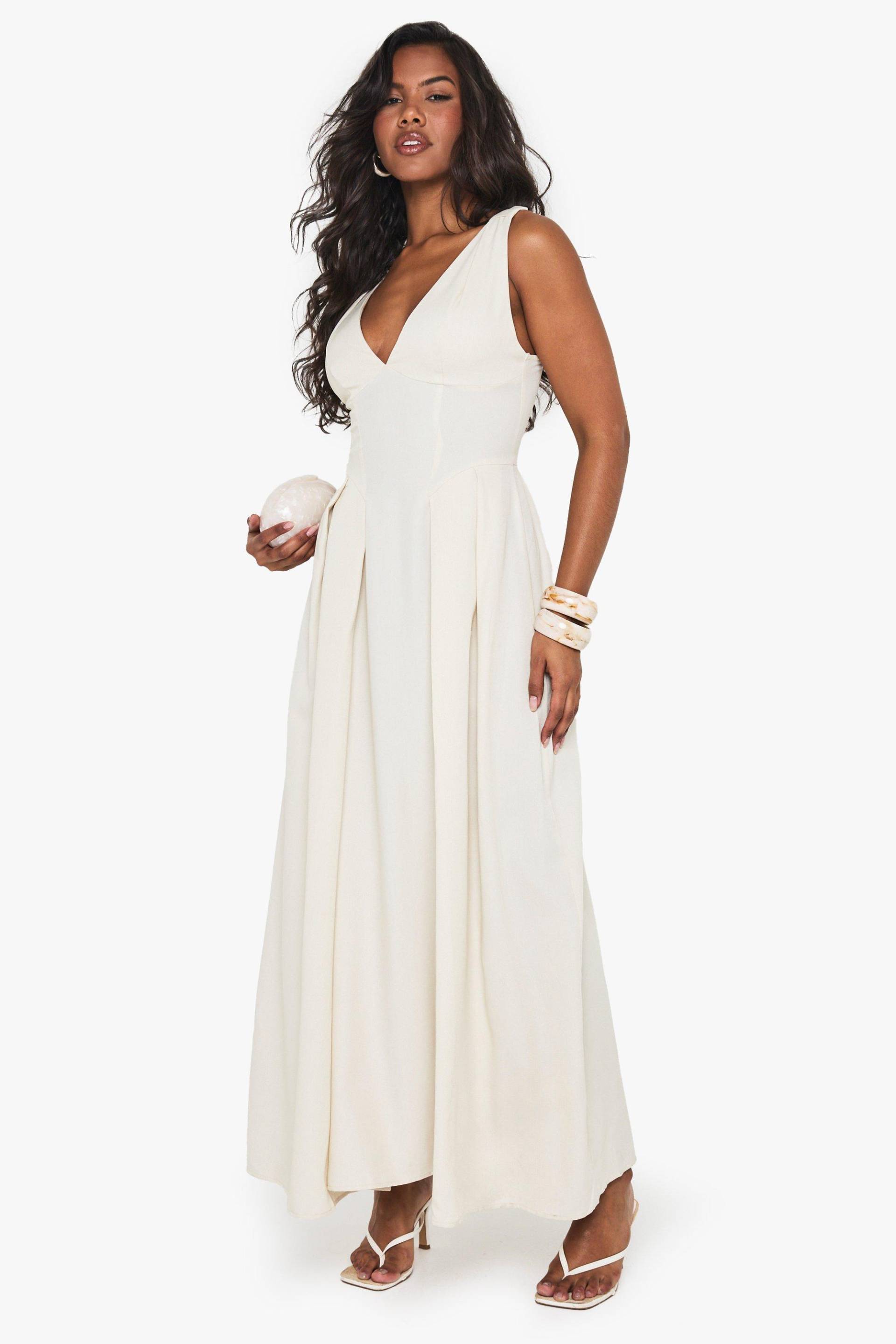 Strukturiertes Skater-Maxikleid - Cream - 40, Cream Strukturiertes Skater-Maxikleid - Cream - 40, Cream von boohoo