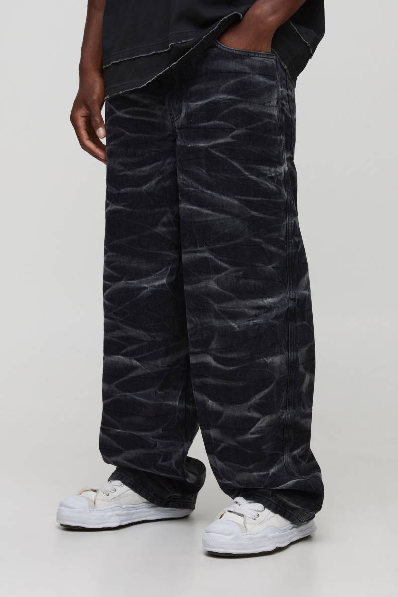 Super Baggy Fit Extreme Washed Jeans - Washed Black - 32R, Washed Black von boohoo