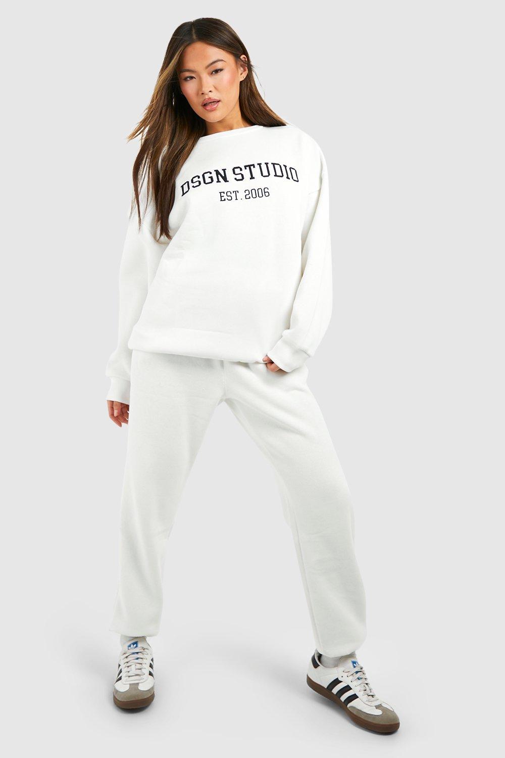 Sweatshirt-Trainingsanzug Mit Dsgn Studio Appliation - Ecru - S, Ecru von boohoo