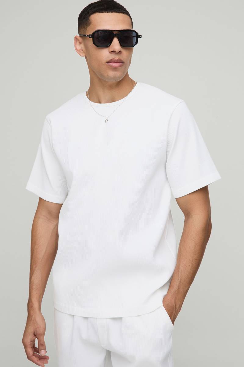 T-Shirt Mit Falten - White - Xs, White von boohoo