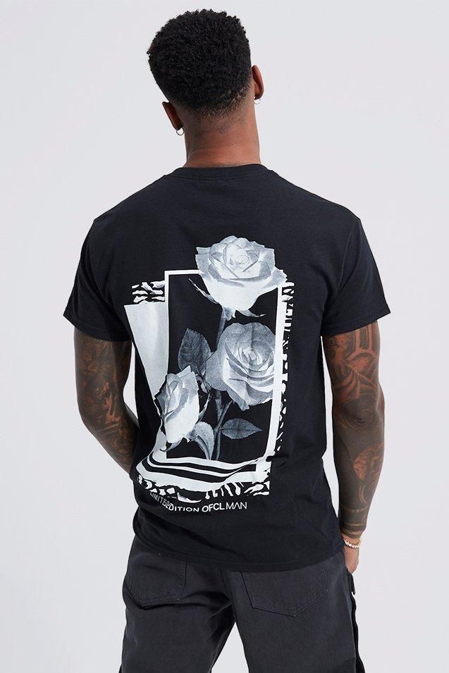 T-Shirt Mit Rosen-Print - Black - Xs, Black von boohoo