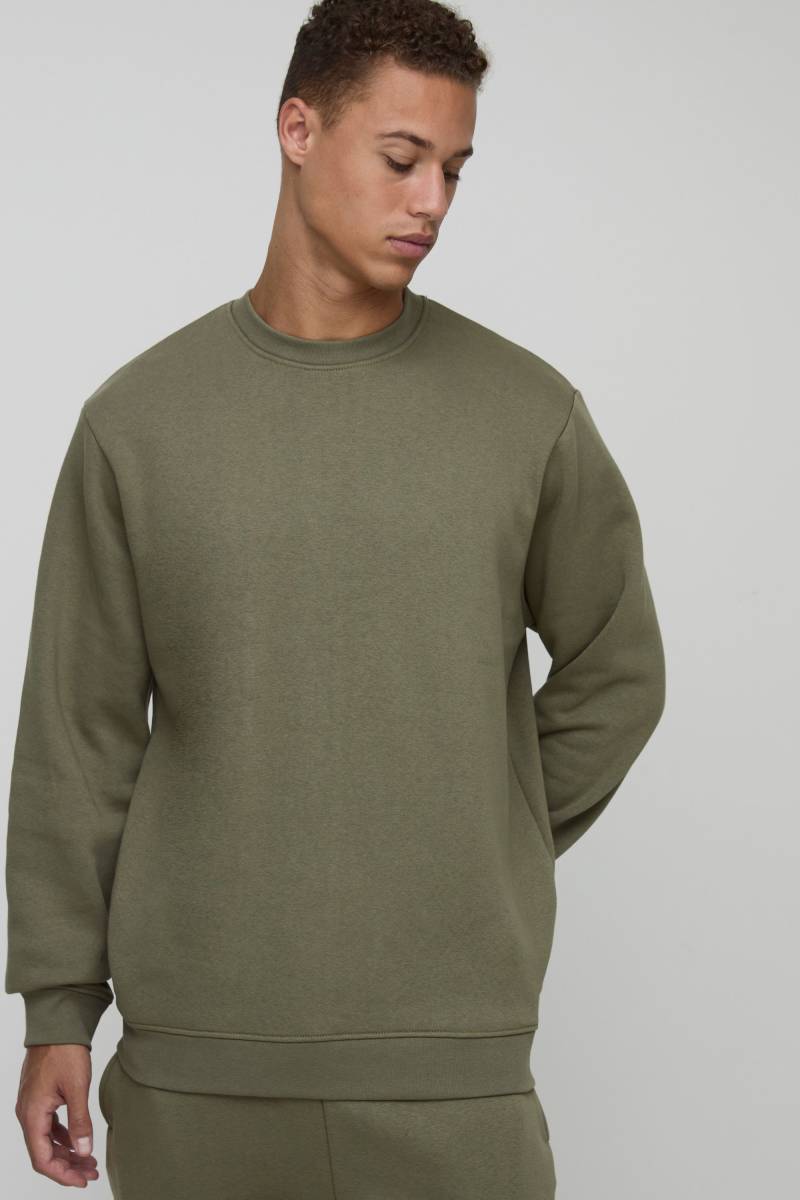 Tall Basic Regular Fit Crew Neck Sweatshirt - Khaki - M, Khaki von boohoo