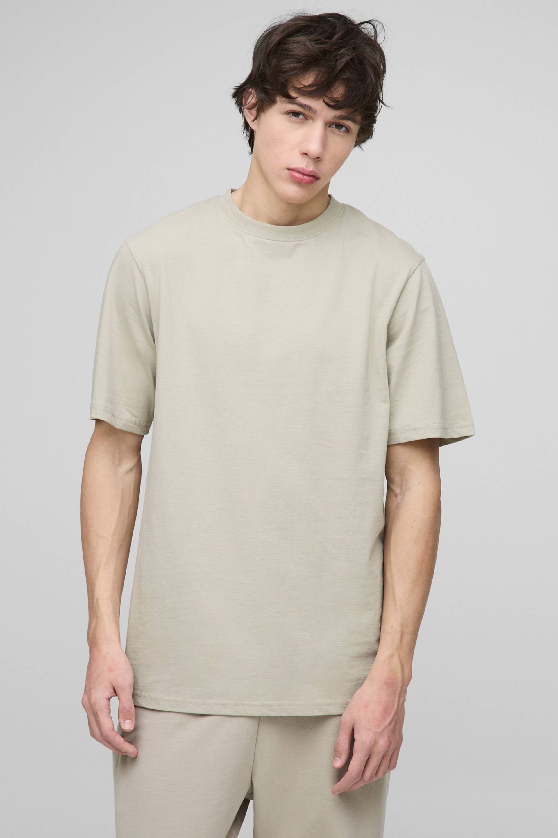 Tall Basic Rundhals T-Shirt - Light Khaki - M, Light Khaki von boohoo