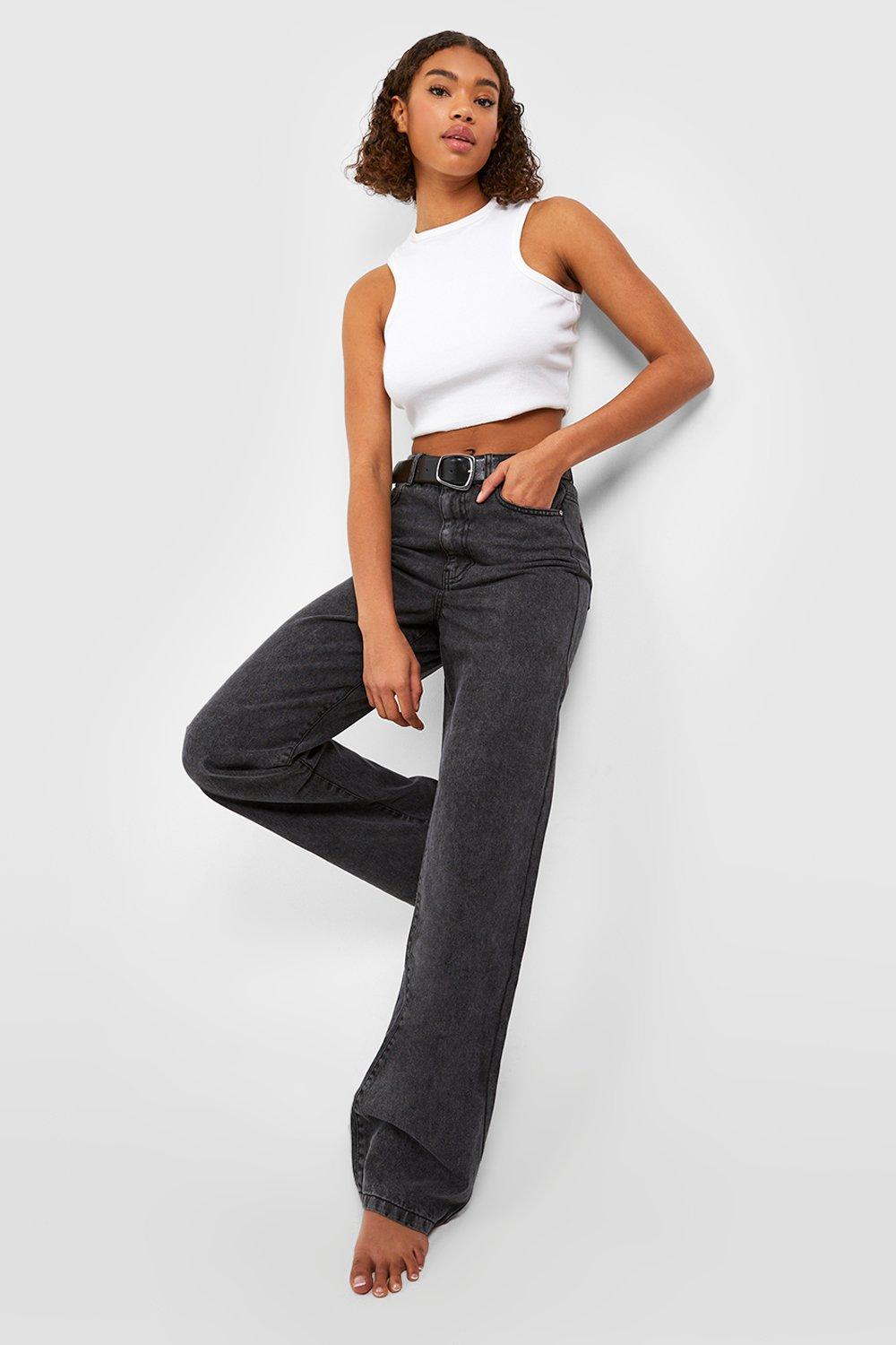 Tall Basics Boyfriend Jeans Mit Hohem Bund - Washed Black - 44, Washed Black von boohoo