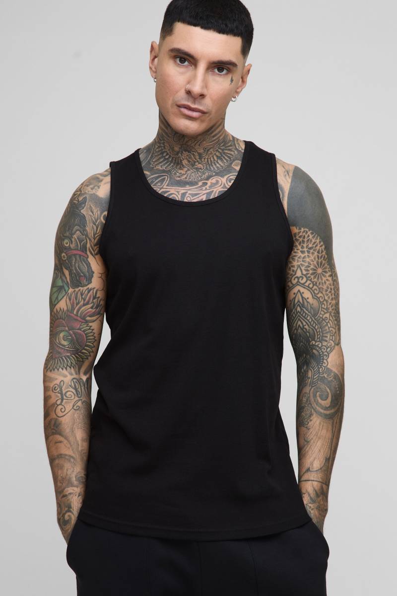 Tall Geripptes Basic Vesttop - Black - M, Black von boohoo