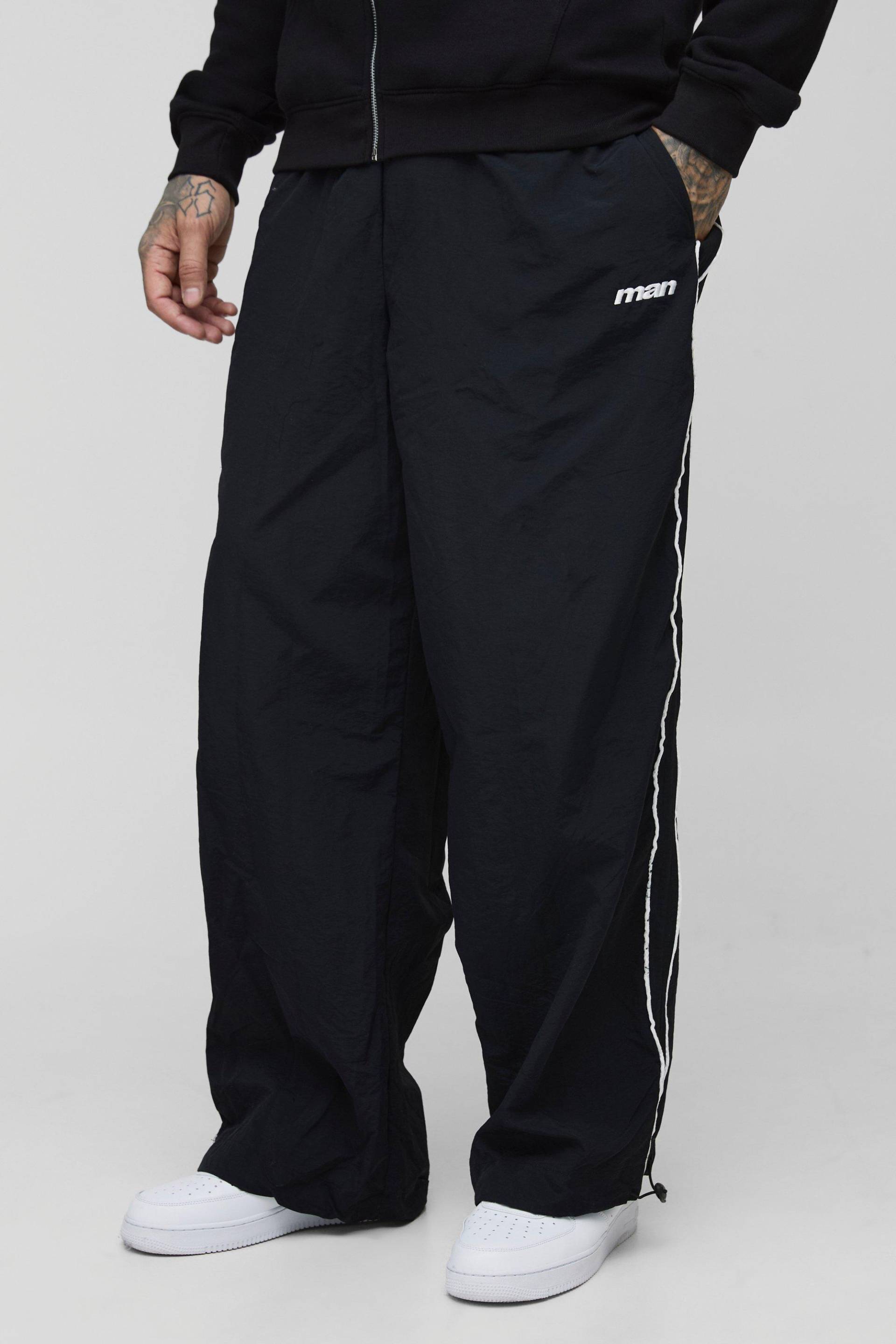 Tall Gestreifte Parachute-Hose Mit Stickerei - Black - S, Black Tall Gestreifte Parachute-Hose Mit Stickerei - Black - S, Black von boohoo