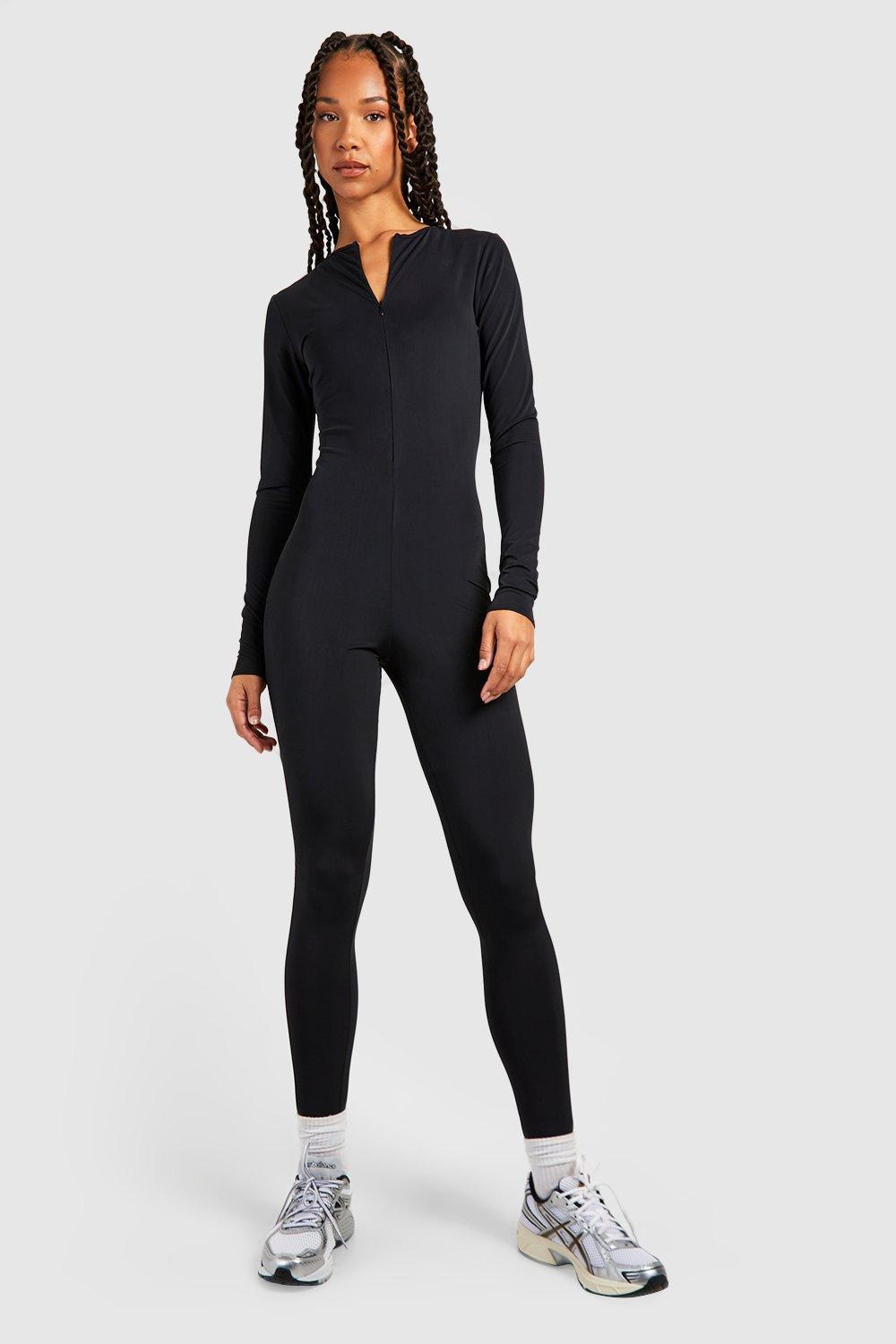 Tall Langärmliger Premium-Einteiler Mit Reißverschluss Vorne - Black - 38, Black von boohoo