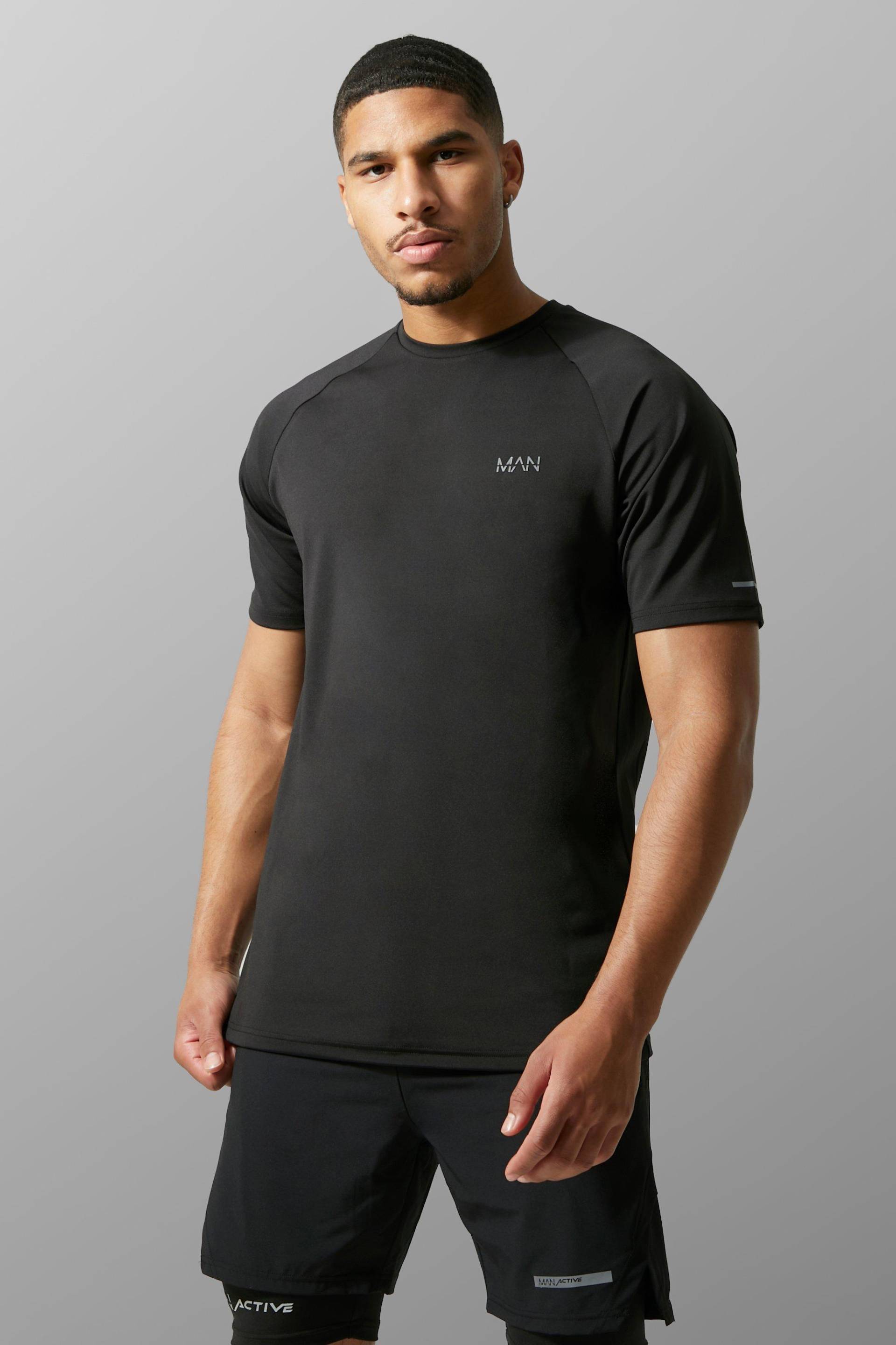 Tall Man Active Gym Raglan T-Shirt - Black - S, Black von boohoo