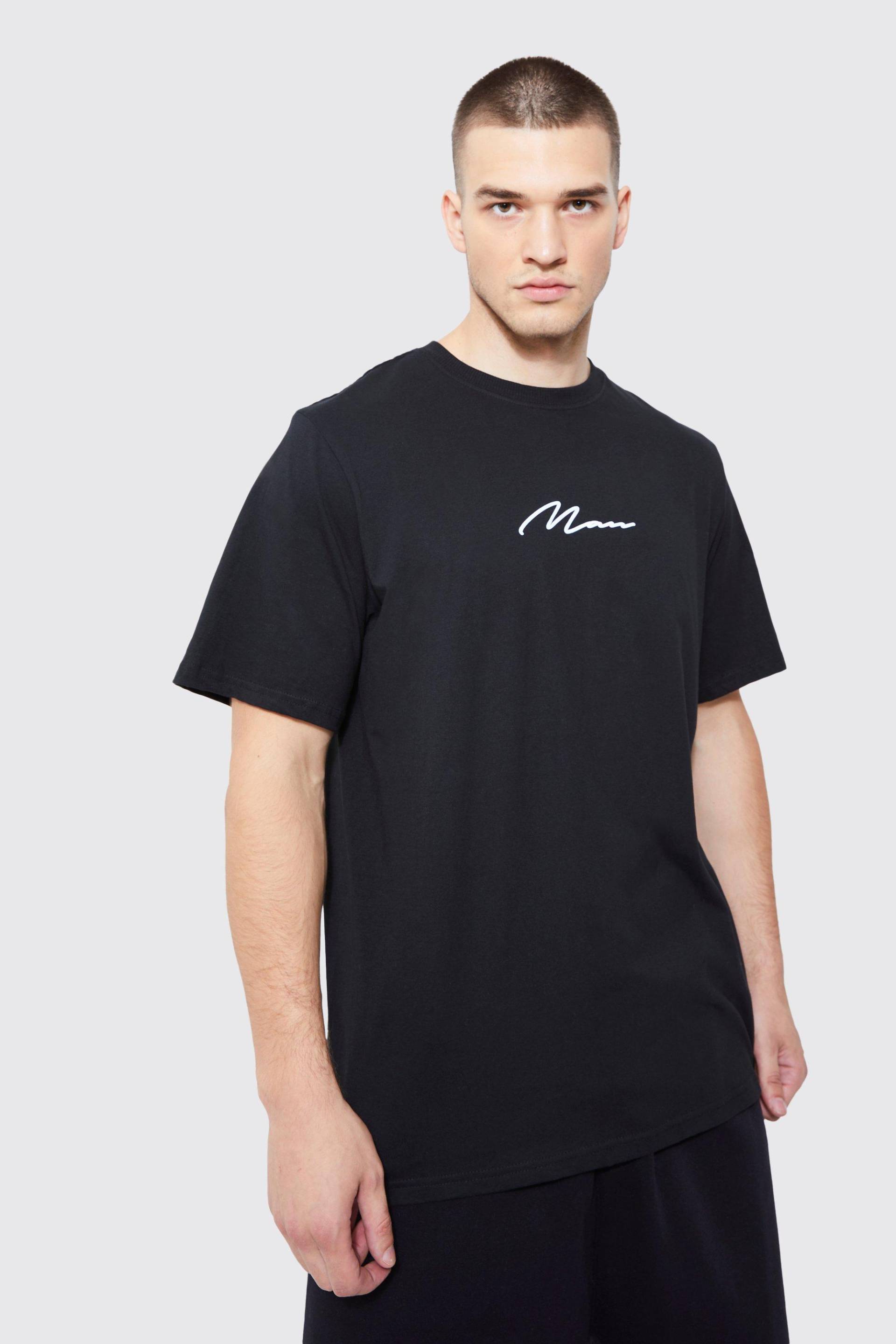 Tall Man Signature Rundhals T-Shirt - Black - S, Black von boohoo