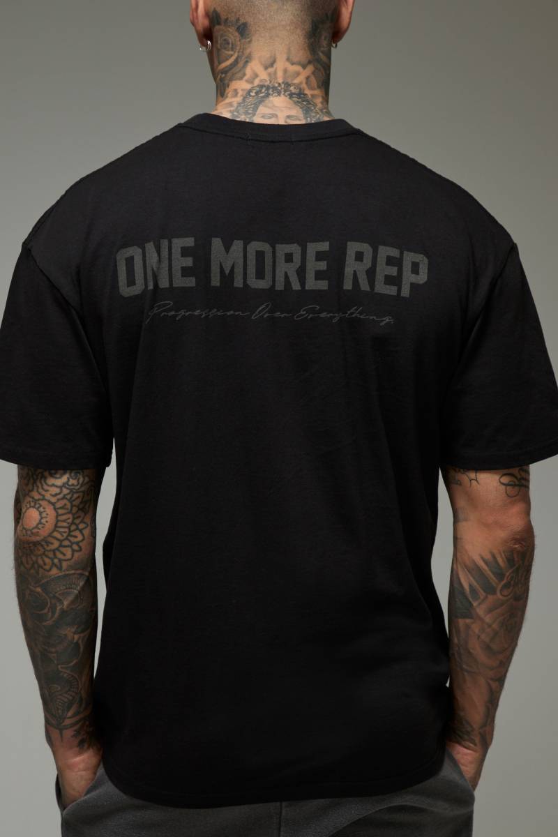 Tall Oversize T-Shirt Mit Man Active One More Rep Print - Black - M, Black von boohoo