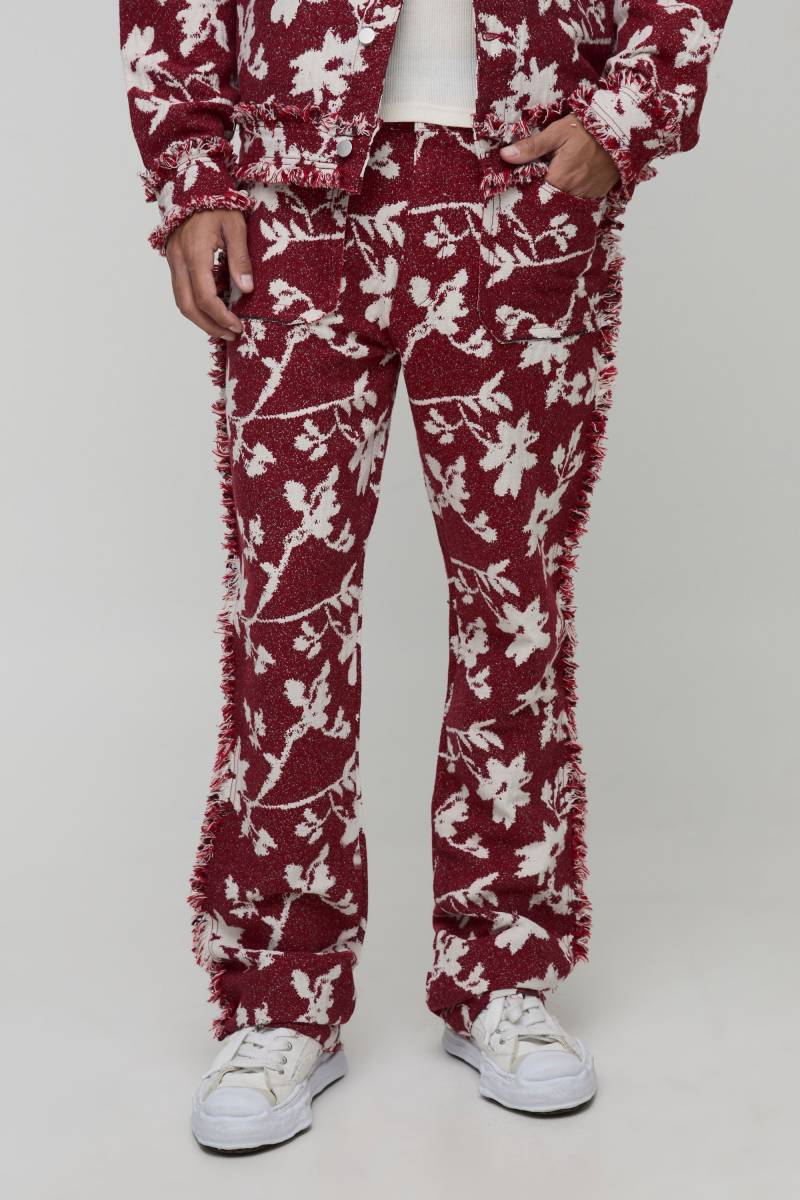 Tall Schlaghose Mit Floralem Print - Red - 32, Red von boohoo