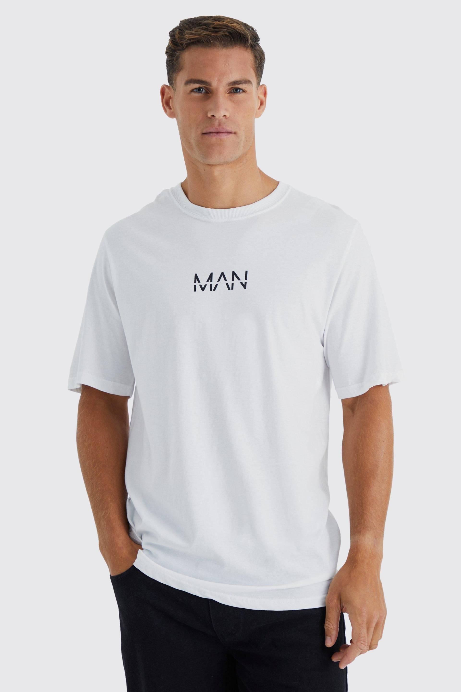 Tall T-Shirt Mit Original Man Print - White - S, White von boohoo