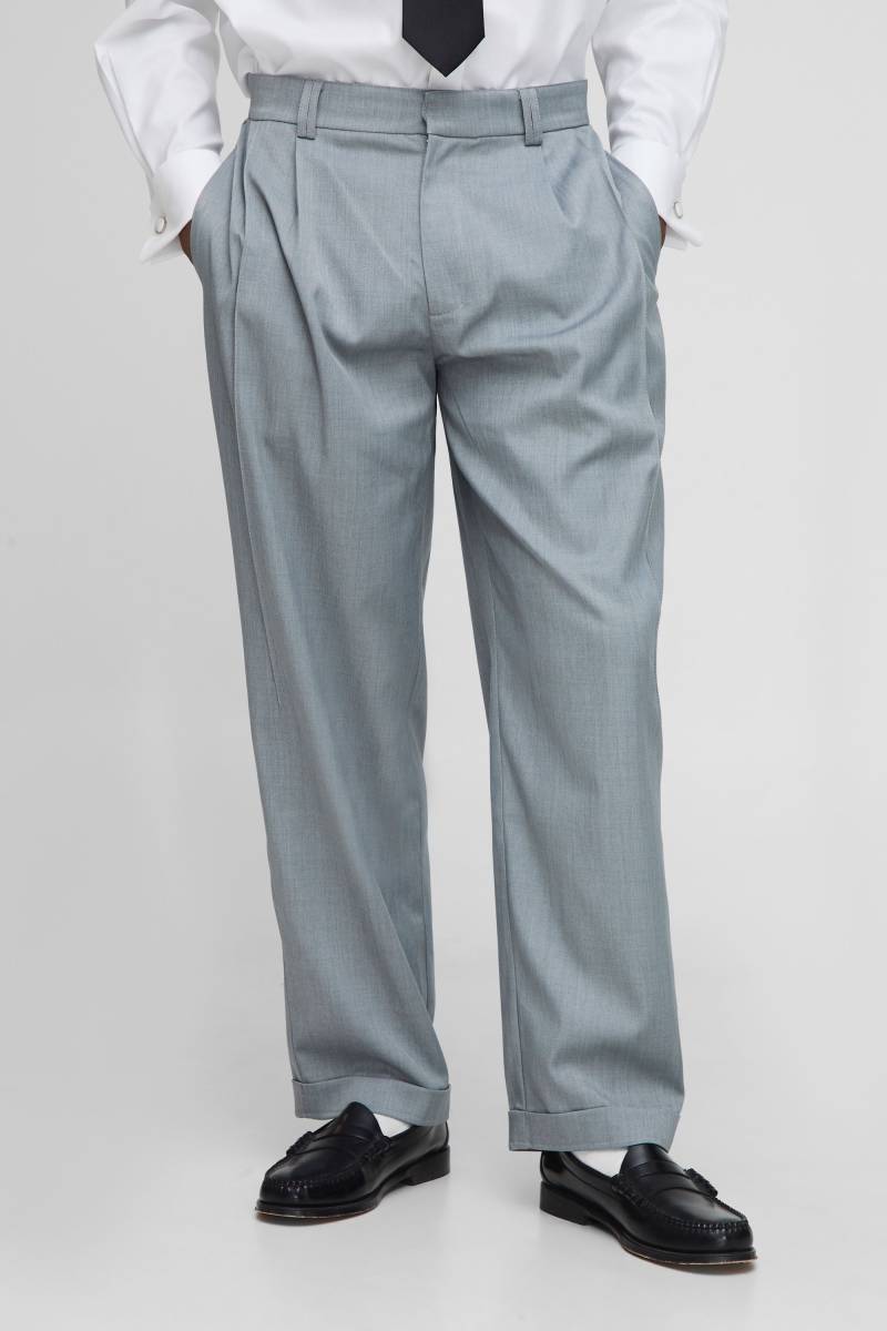 Tapered Pleat Front Trouser With Turn Up Hem - Light Grey - 30, Light Grey Tapered Pleat Front Trouser With Turn Up Hem - Light Grey - 30, Light Grey von boohoo