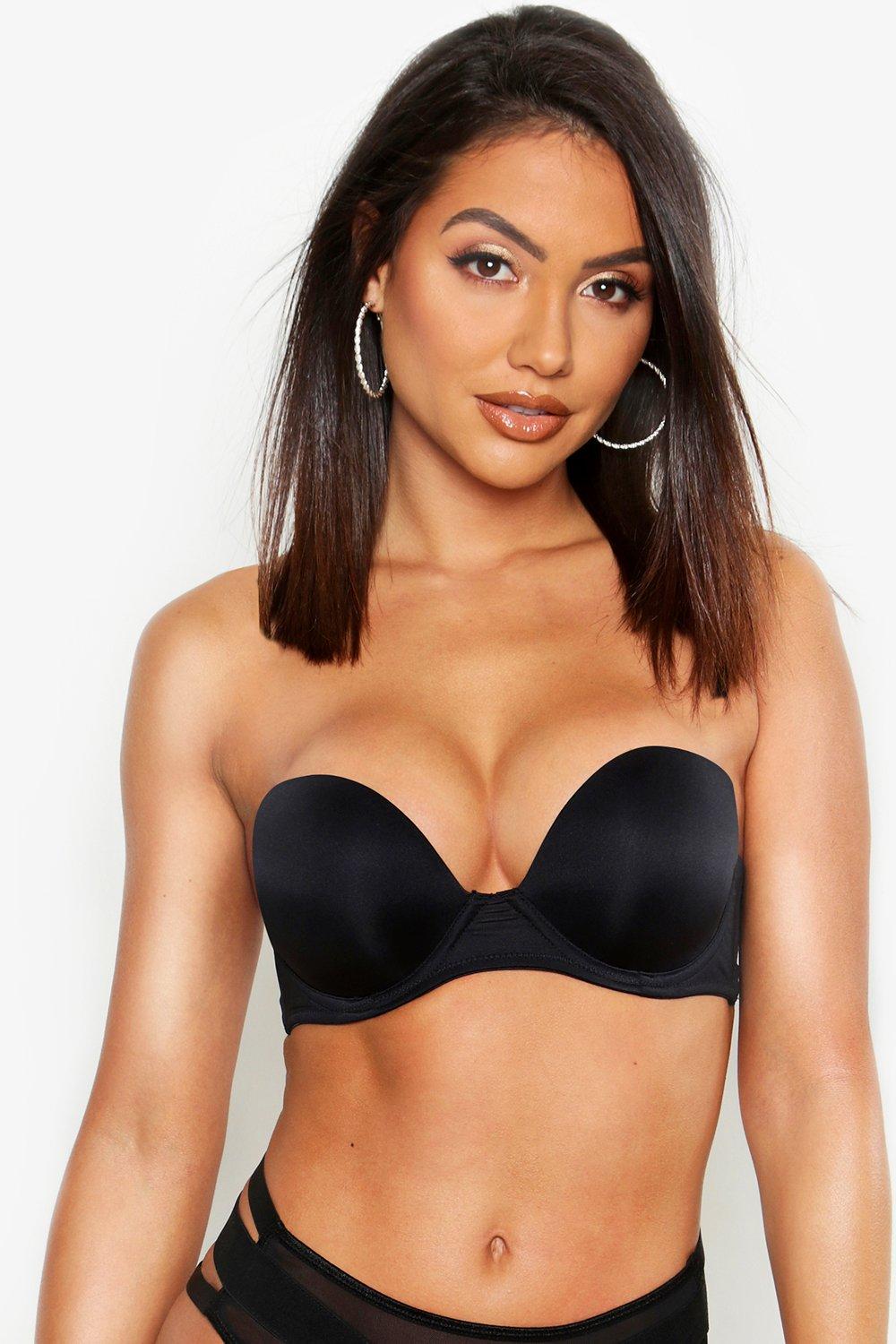 Trägerloser Super Push-Up Bh - Schwarz - 32C, Schwarz von boohoo