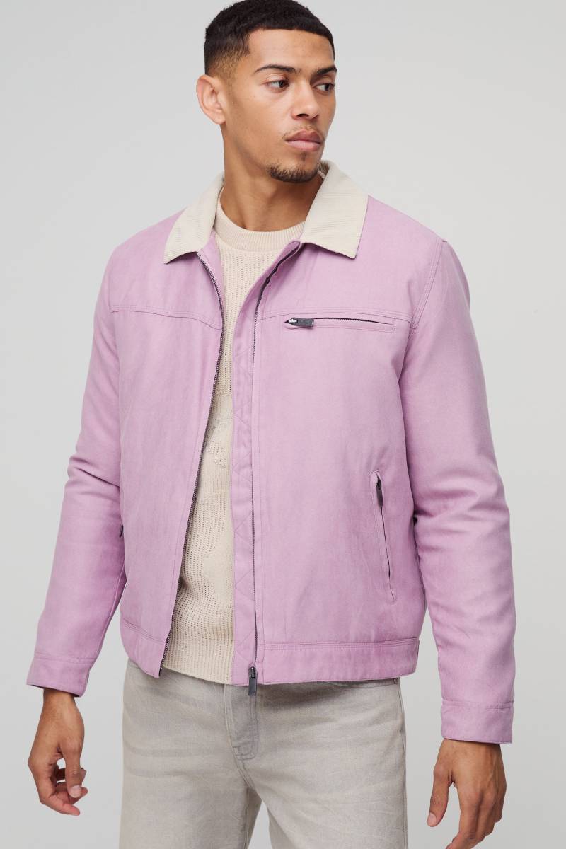 Twill-Jacke Mit Kontrast-Kragen - Mauve - Xs, Mauve Twill-Jacke Mit Kontrast-Kragen - Mauve - Xs, Mauve von boohoo