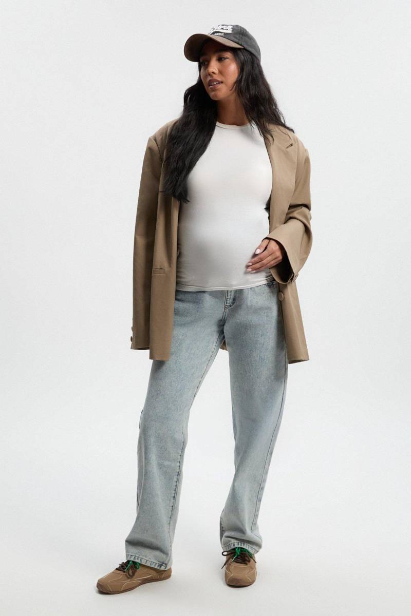Umstandsmode Basics Jeans Mit Geradem Bein Und Hohem Bund - Light Blue - 42, Light Blue von boohoo