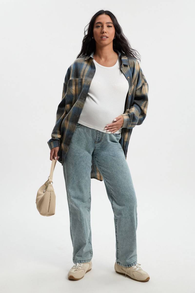 Umstandsmode Jeans Mit Geradem Bein - Light Blue - 42, Light Blue von boohoo