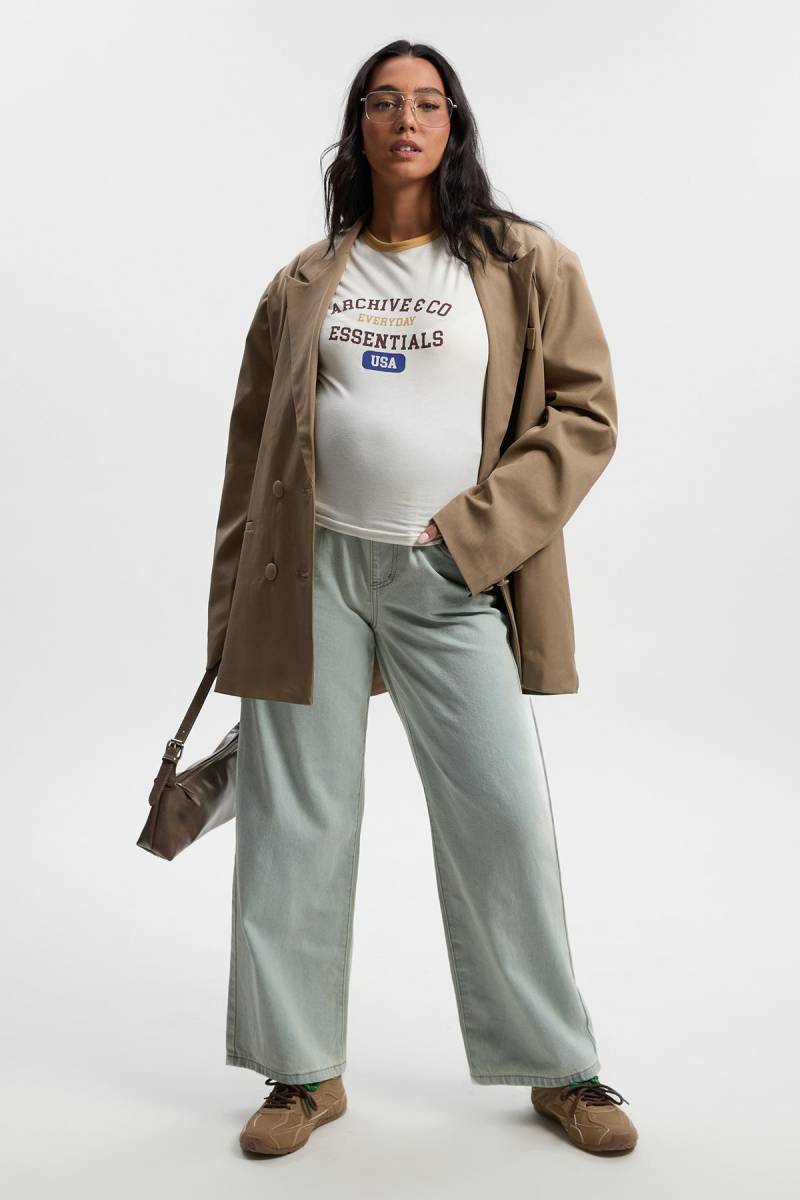 Umstandsmode Jeans Mit Weitem Bein - Bleach Wash - 40, Bleach Wash von boohoo