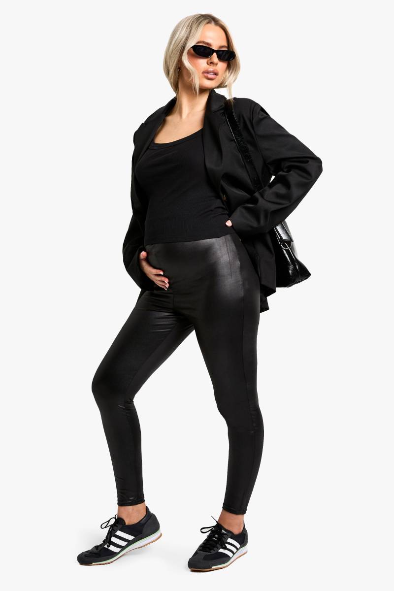 Umstandsmode Leggings Im Leder-Look - Schwarz - 36, Schwarz von boohoo