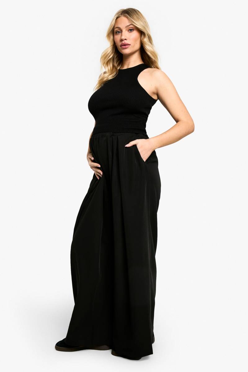 Umstandsmode Lockere Hose Mit Weitem Bein - Black - 36, Black von boohoo