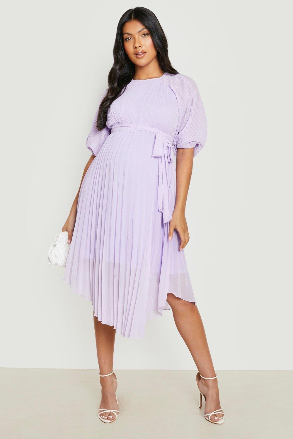 Umstandsmode Midikleid Mit Bindegürtel Und Puffärmeln - Lilac - 36, Lilac von boohoo