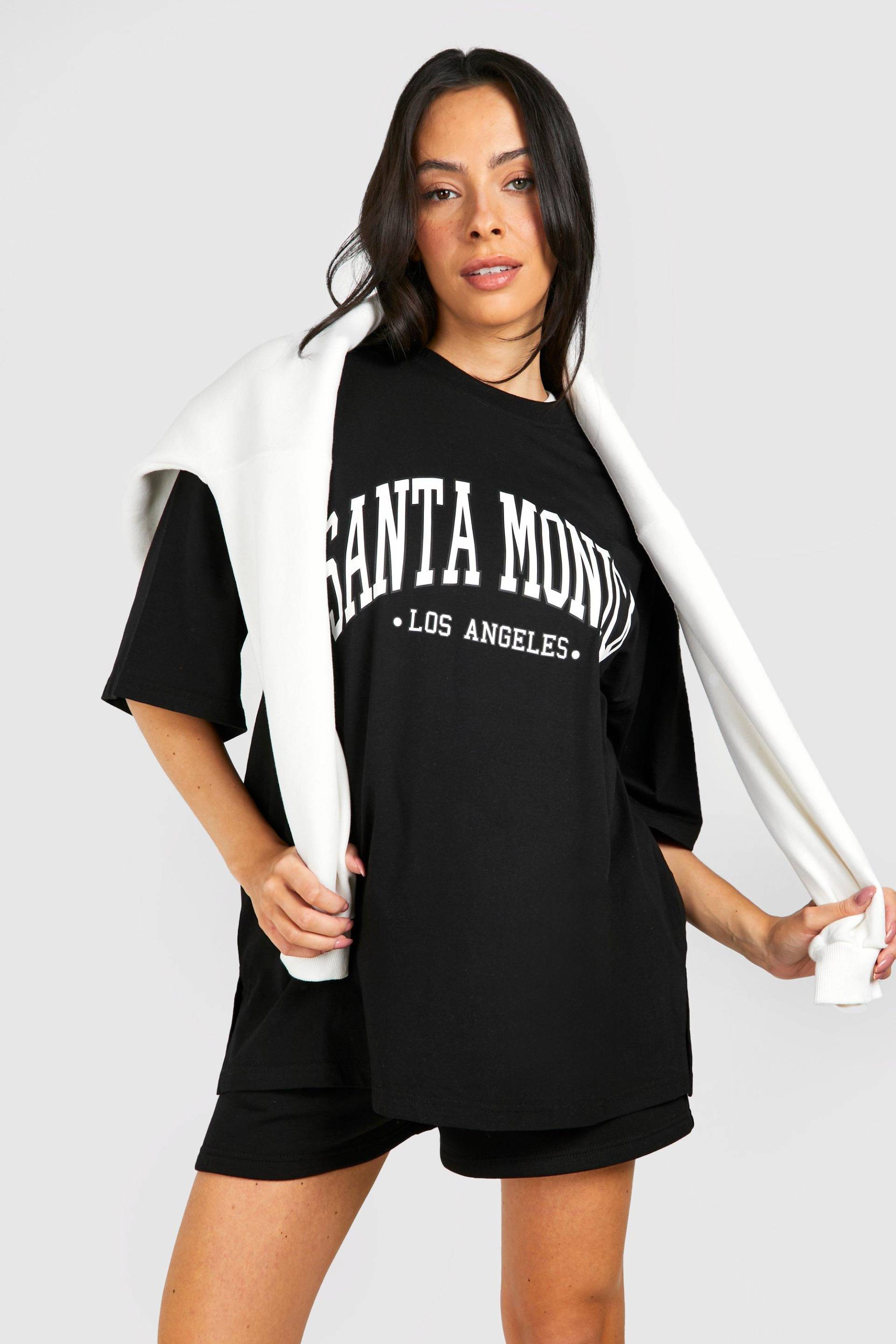 Umstandsmode Oversize T-Shirt Mit Santa Monica Print - Black - 36, Black von boohoo