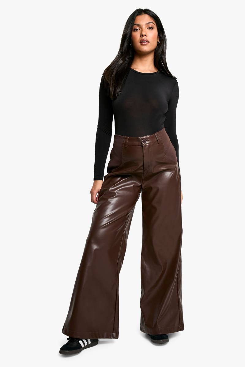 Umstandsmode Pu-Hose Mit Weitem Bein - Chocolate - 38, Chocolate von boohoo