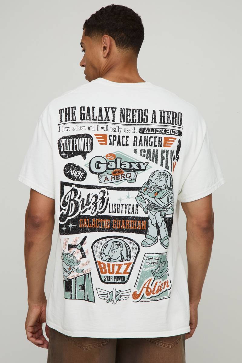 Weißes Oversize T-Shirt Mit Lizenziertem Disney Toy Stroy Print - Vintage Wash - M, Vintage Wash von boohoo