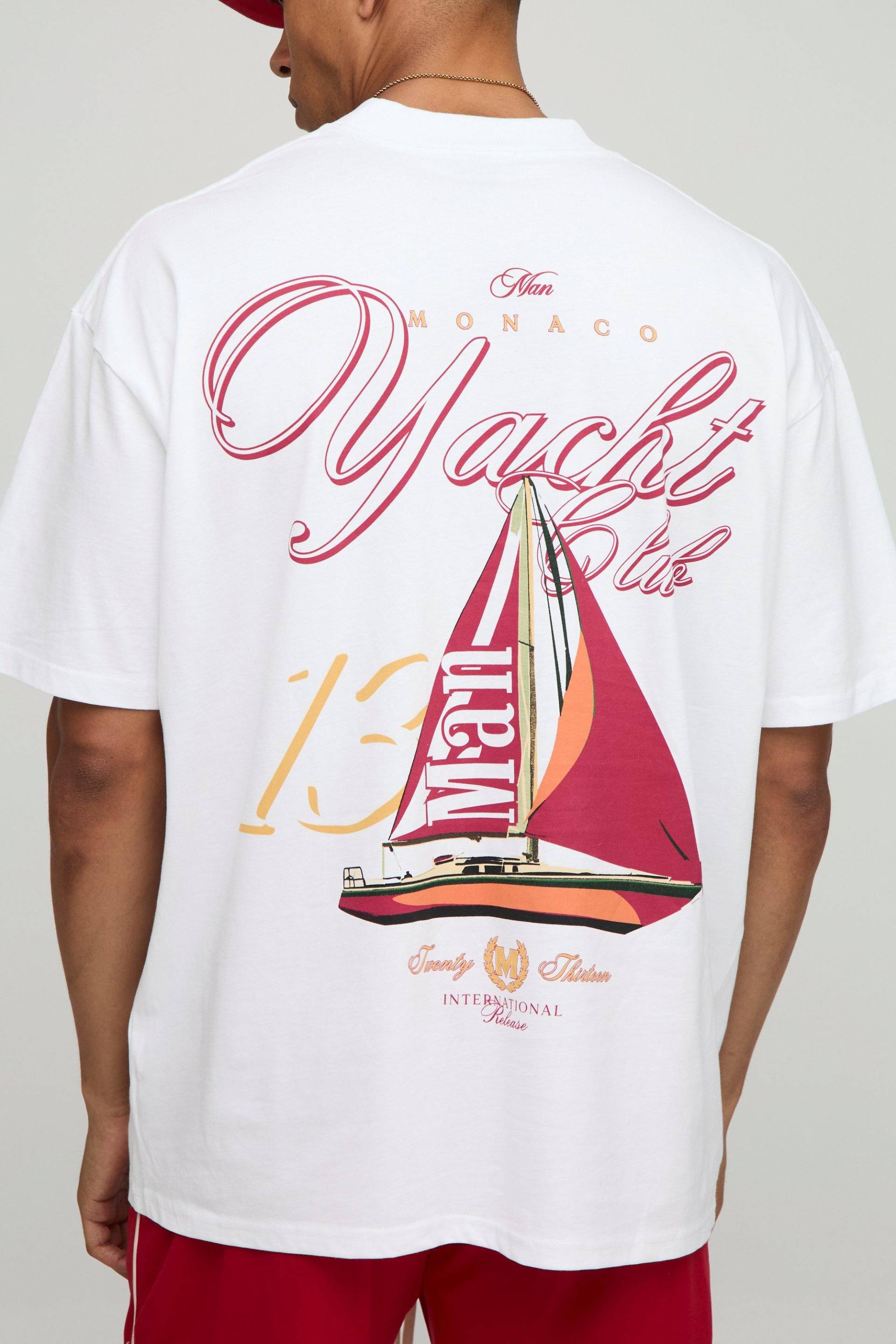 Weißes Oversize T-Shirt Mit Man Monaco Yacht Club Print - White - M, White Weißes Oversize T-Shirt Mit Man Monaco Yacht Club Print - White - M, White von boohoo