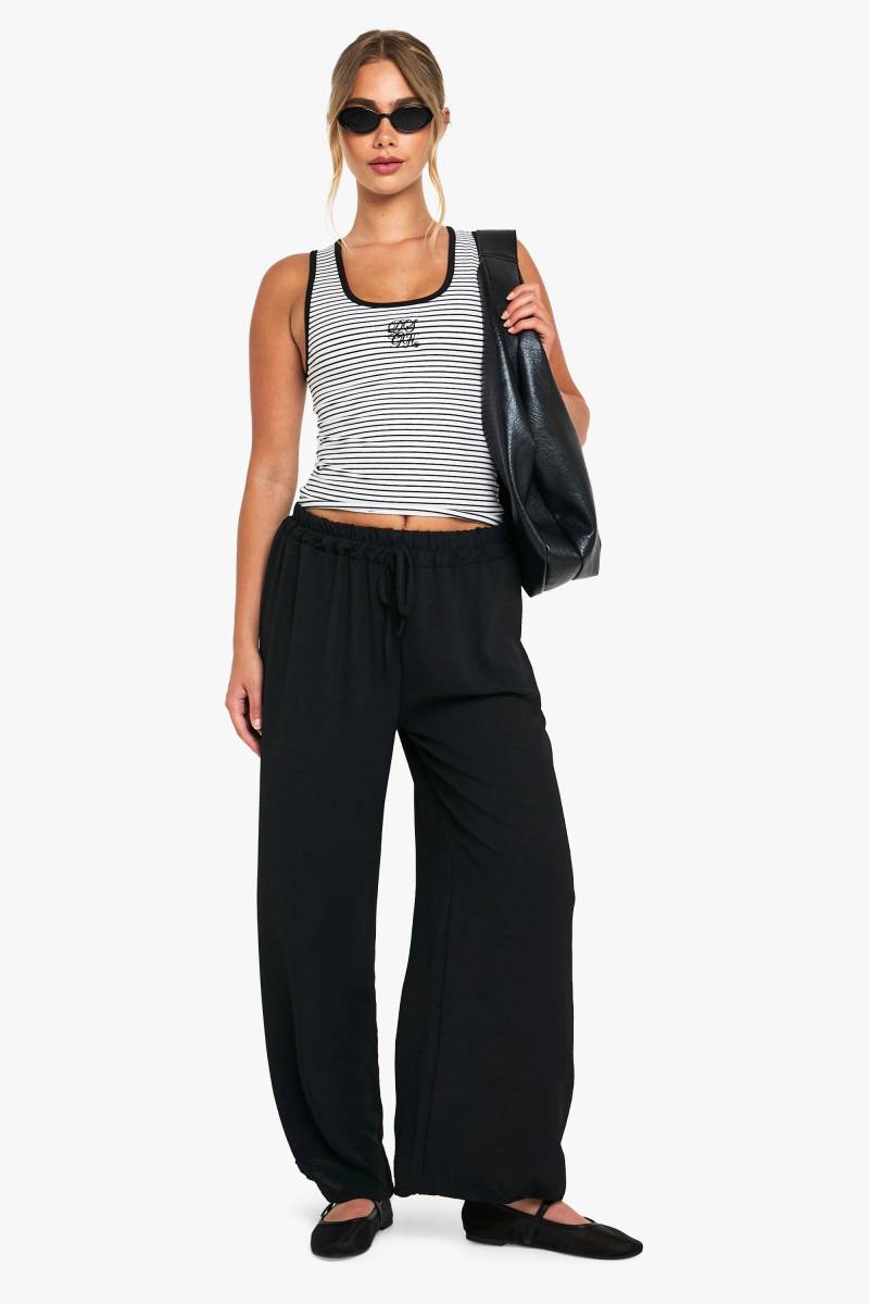 Weite Hose Mit Bindegürtel - Black - Xs/S, Black Weite Hose Mit Bindegürtel - Black - Xs/S, Black von boohoo