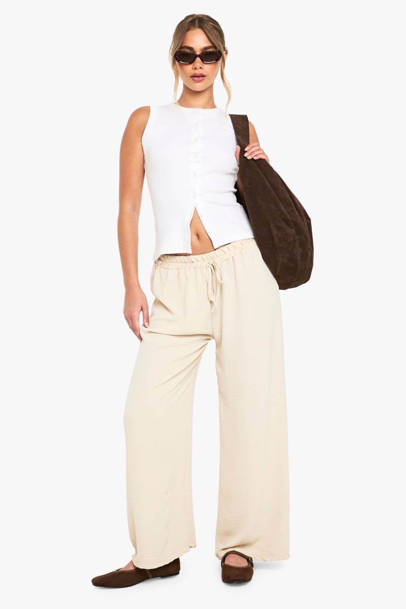 Weite Hose Mit Bindegürtel - Stone - Xs/S, Stone Weite Hose Mit Bindegürtel - Stone - Xs/S, Stone von boohoo