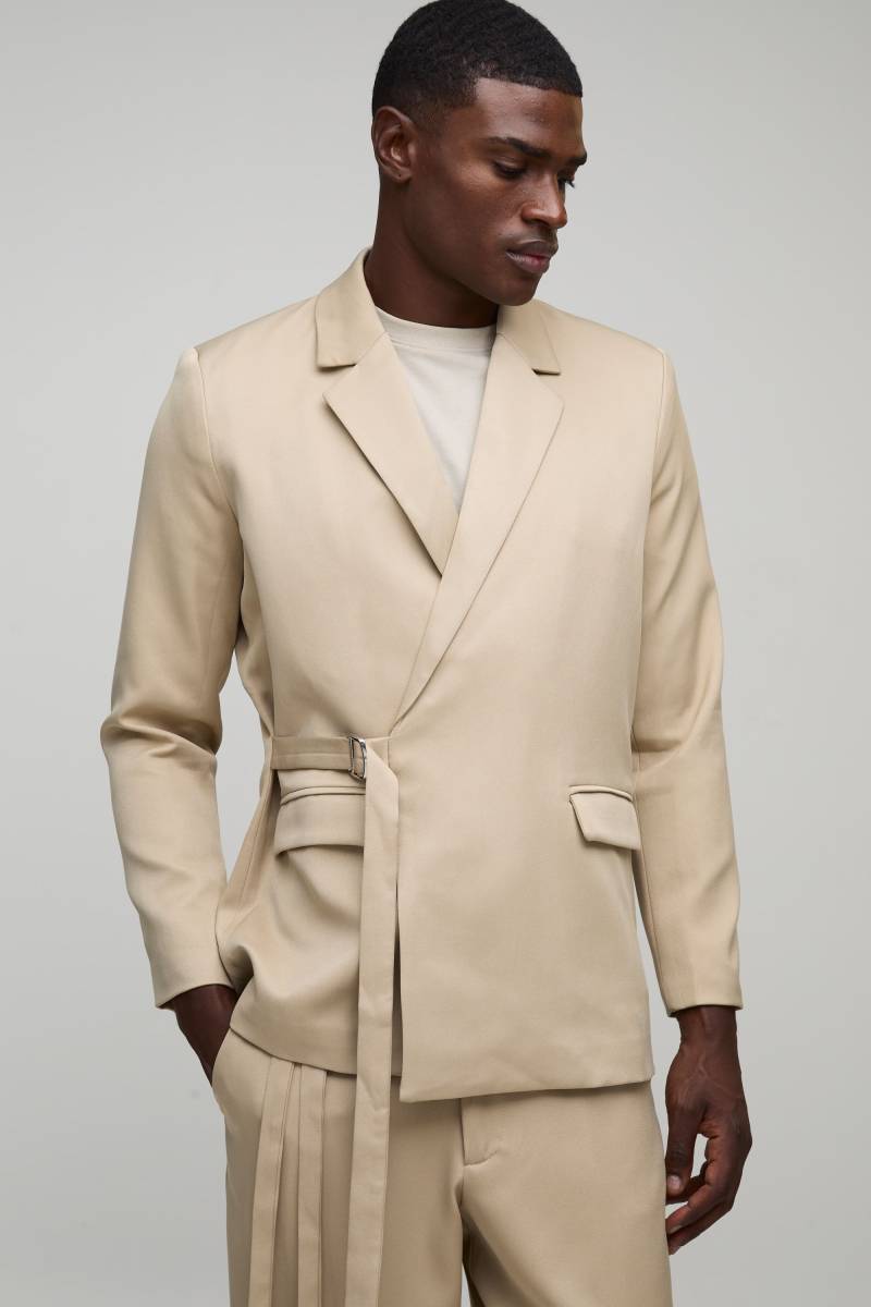 Wickel-Blazer Mit Geradem Bein - Stone - 40, Stone von boohoo