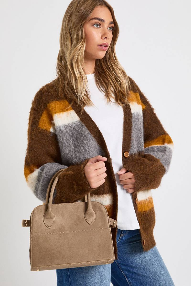Wildleder Bowling-Tasche - Taupe - One Size, Taupe von boohoo