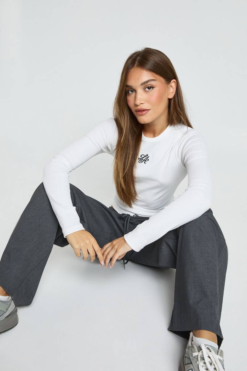 Womens Embroidery Long Sleeve Top - White - 40, White von boohoo