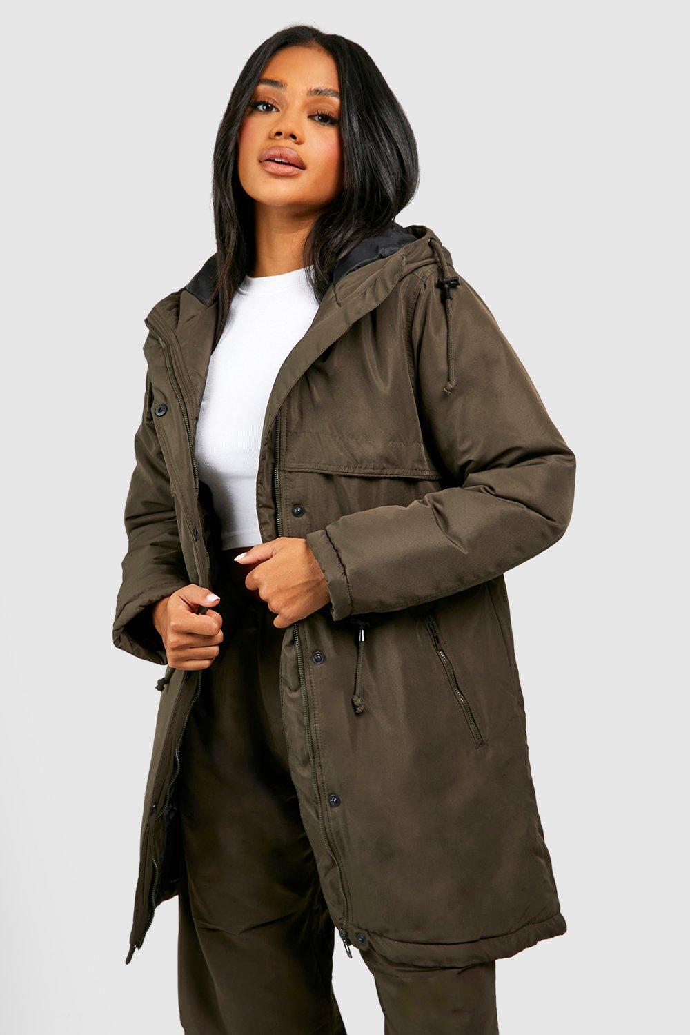 Langer Gepolsterter Parka - Khaki - 34, Khaki von boohoo