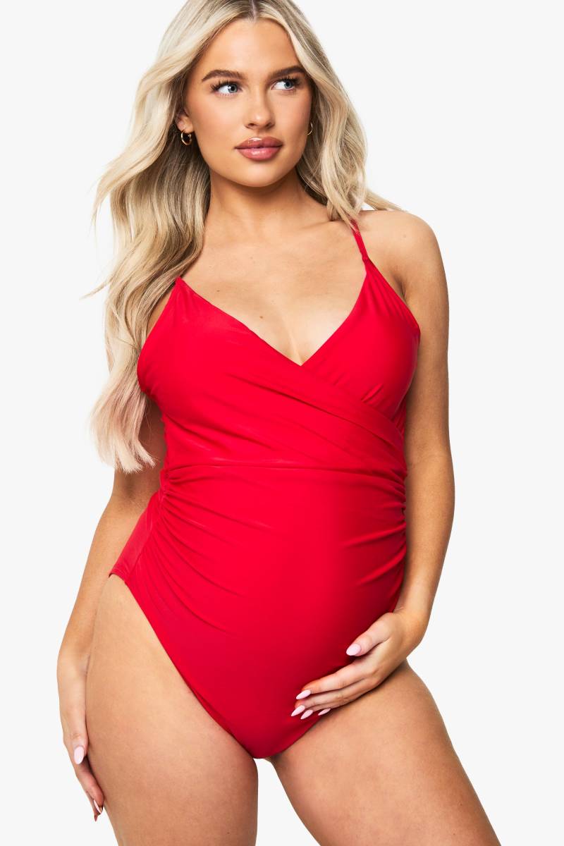Umstandsmode Wickel-Body - Rot - 34, Rot von boohoo