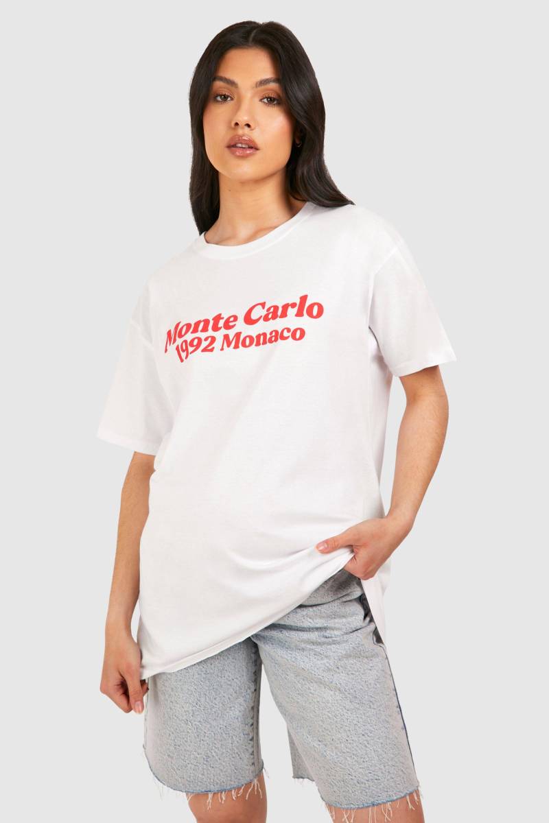 Womens Maternity Monte Carlo Print Oversized T-Shirt - White - 12, White von boohoo